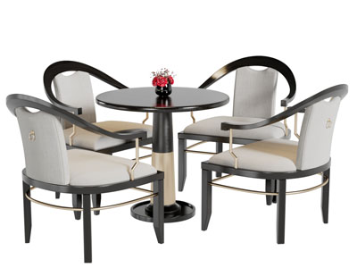 新中式圆形餐桌椅组合