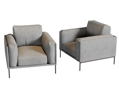 新中式灰色单人沙发