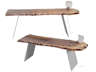 新中式原木台面的书桌