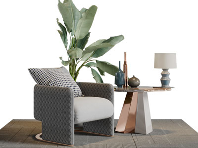 现代轻奢休闲单人沙发茶几组合3d模型 现代轻奢休闲单人沙发茶几组合