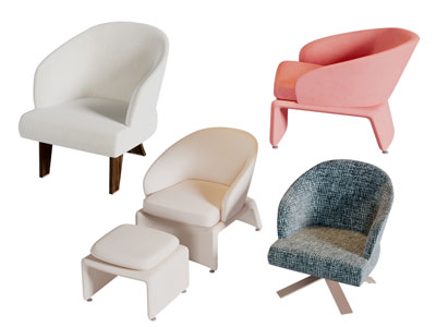 现代休闲单人沙发脚踏3d模型 现代休闲单人沙发脚踏