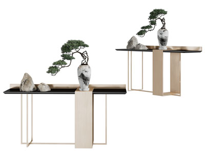 新中式端景台3d模型 新中式端景台