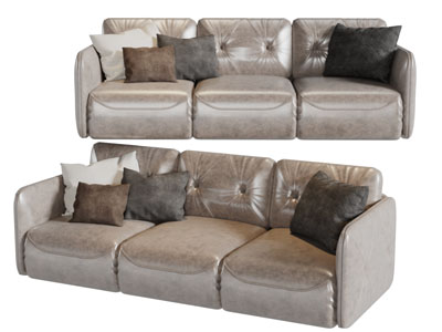 现代真皮多人沙发3d模型 现代真皮多人沙发