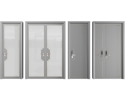 新中式单扇双扇带密码锁的入户平开门