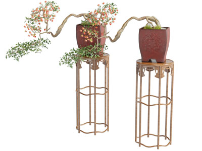 新中式细脚花架盆景盆栽