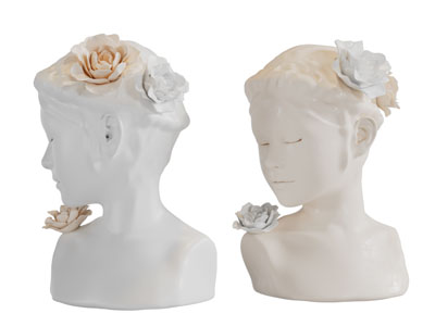 现代头带着花朵的小姑年雕塑雕刻