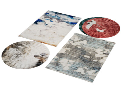 新中式长方形圆形地毯3d模型 新中式长方形圆形地毯