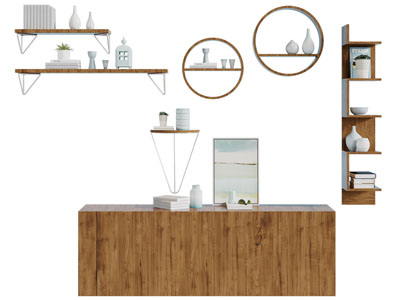 日式实木玄关柜边柜摆件组合