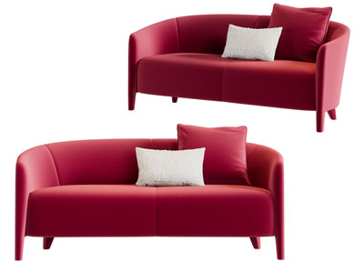 现代红色布艺双人床
