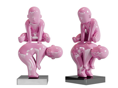 新中式跳马的小孩人物雕塑雕刻