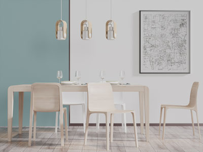 日式长方形餐桌椅组合