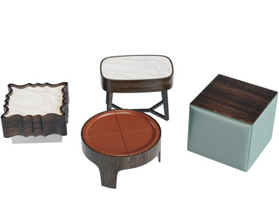 新中式茶几边几3d模型 新中式茶几边几