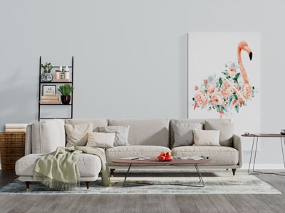 北欧布艺转角多人沙发茶几组合