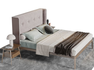 新中式高脚实木双人床床头柜