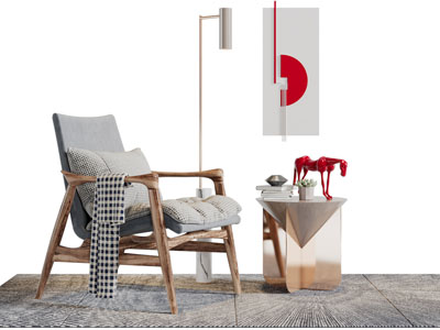 现代实木休闲椅子茶几组合