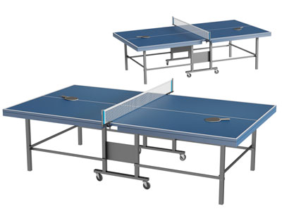 蓝色的乒乓球桌球拍3d模型 蓝色的乒乓球桌球拍