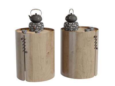 新中式圆形茶桌茶具