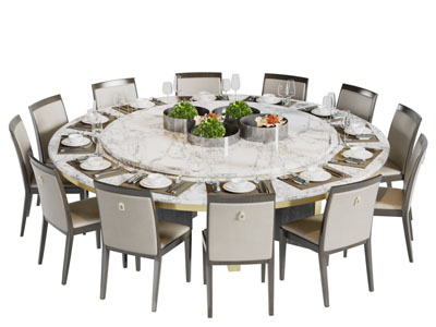 新中式十二人圆形餐桌椅组合