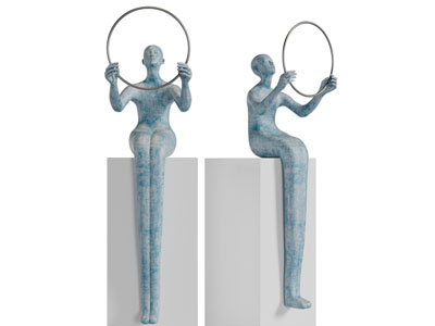 手拿圆环的男孩雕塑雕刻