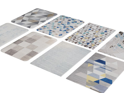 新中式长方形几何图案的地毯3d模型 新中式长方形几何图案的地毯