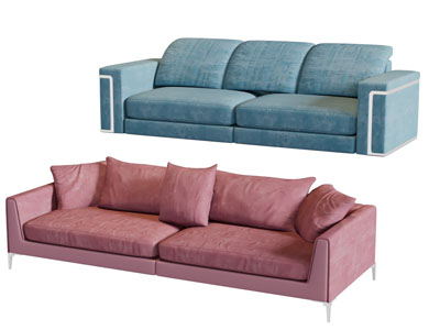 新中式布艺多人沙发3d模型 新中式布艺多人沙发