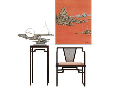 新中式扶手椅子盆景