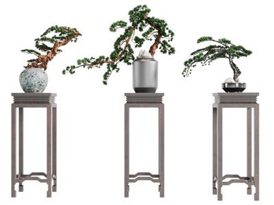 新中式四边形实木花架盆景盆栽