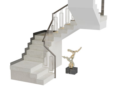 新中式旋转楼梯3d模型 新中式旋转楼梯