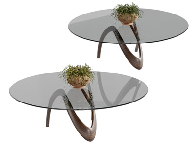 新中式圆形玻璃茶几3d模型 新中式圆形玻璃茶几