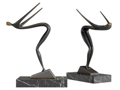 现代抽象滑雪的人物雕塑雕刻