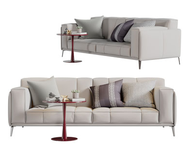 现代灰白色多人沙发