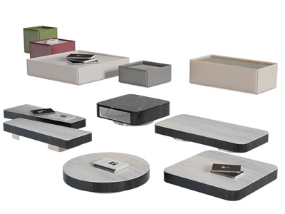 现代方形圆形茶几3d模型 现代方形圆形茶几