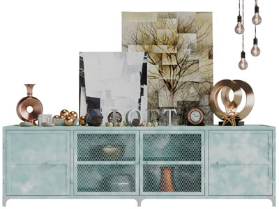 工业风金属网柜门的玄关柜边柜