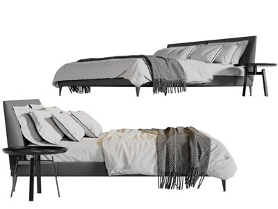 现代布艺双人床