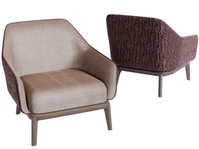 现代实木支撑的单人沙发