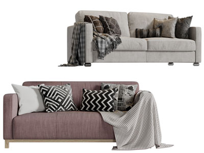 现代布艺双人多人沙发3d模型 现代布艺双人多人沙发