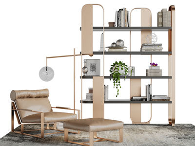 现代轻奢休闲椅子脚踏收纳装饰柜