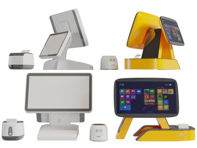 现代扫码收银机商业设备3d模型 现代扫码收银机商业设备