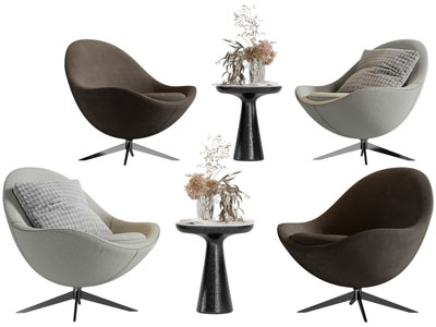 现代布艺休闲椅子边几