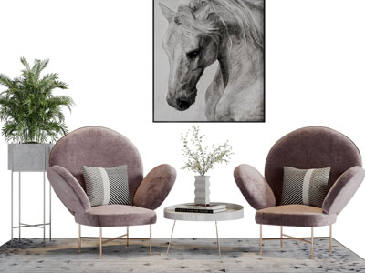 现代轻奢单人沙发边几