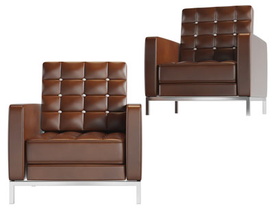 现代真皮棕色单人沙发