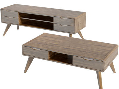 北欧实木带抽屉的茶几3d模型 北欧实木带抽屉的茶几