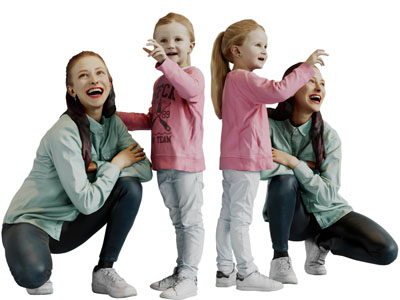 和孩子说笑的妈妈多人人物 儿童3d模型 和孩子说笑的妈妈多人人物 儿童