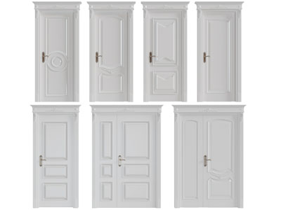 简欧白色字母平开门