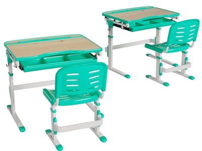 现代带抽屉的学生书桌椅组合