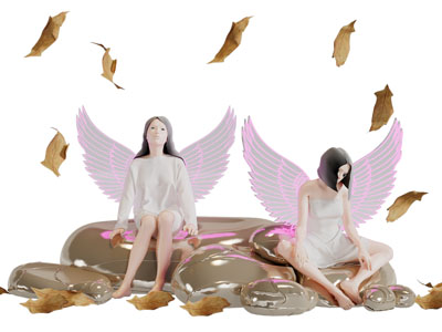 长着翅膀的天使雕塑雕刻