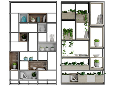 新中式金属嵌套实木的收纳装饰柜