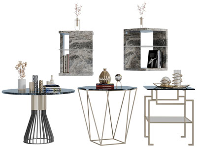 现代轻奢圆形多边形茶几3d模型 现代轻奢圆形多边形茶几