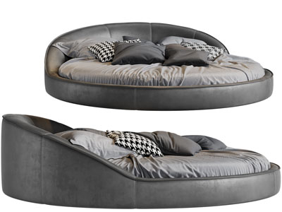 后现代皮革圆床