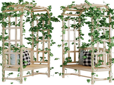 北欧实木户外花架休闲椅子